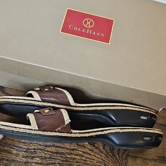Cole Haan Brown and Gold Slide Sandals - Picture 5 of 7